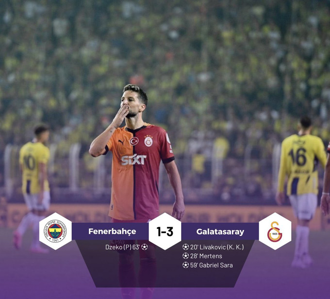 Fenerbahce của Mourinho thảm bại 1-3 ngay trên sân nhà trước Galatasaray